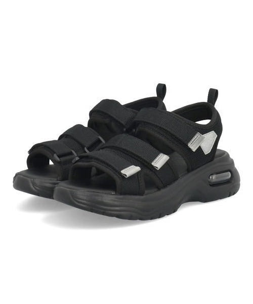 Kids Cushion Platform Sports All Black Sandals VK-AirStrap