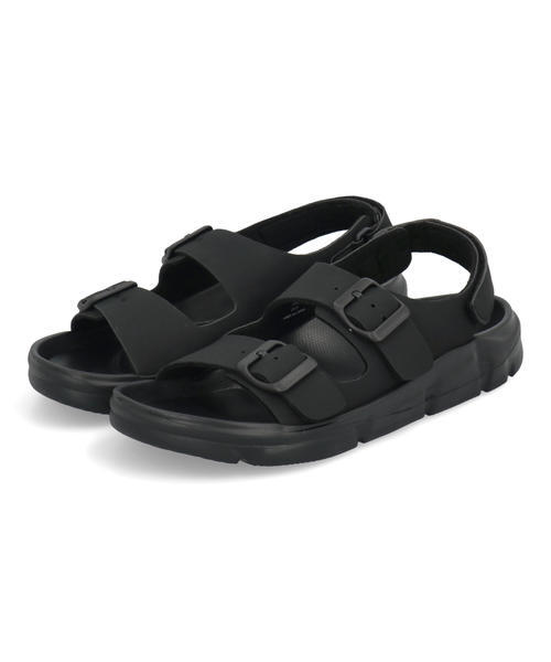 Kids Double Strap Footbed Black Sandals VK-FlexStrap